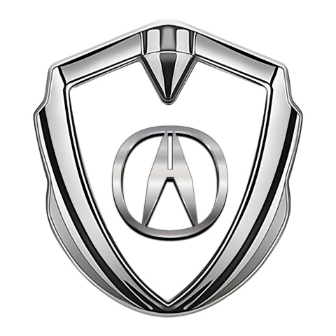 Acura Trunk Emblem Badge Silver White Pearl Chromatic Logo Design