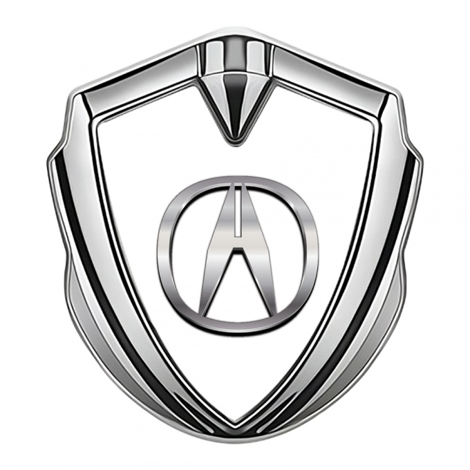 Acura Trunk Emblem Badge Silver White Pearl Chromatic Logo Design