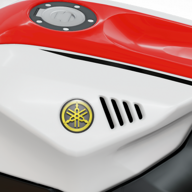 Yamaha Emblem Silicone Sticker Yellow Carbon
