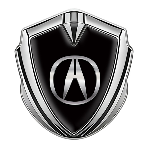 Acura Bodyside Domed Emblem Silver Black Noir Polished Logo Design