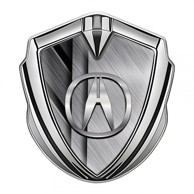 Acura Metal Emblem Self Adhesive Silver Crossed Plates Polished Design