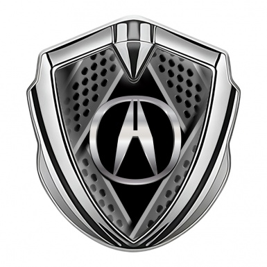 Acura Bodyside Emblem Self Adhesive Silver Bladed Motif Polished Logo