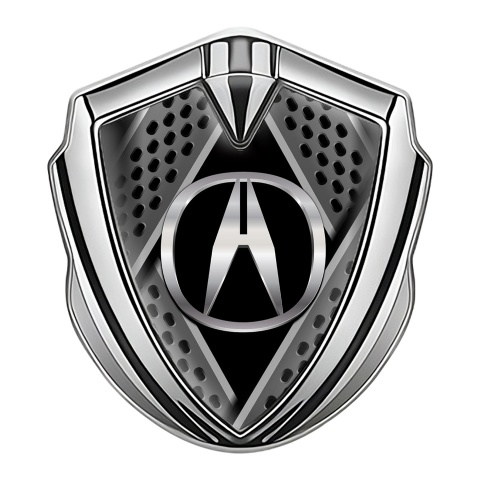 Acura Bodyside Emblem Self Adhesive Silver Bladed Motif Polished Logo
