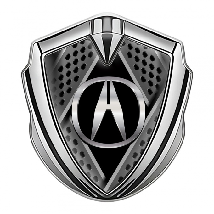 Acura Bodyside Emblem Self Adhesive Silver Bladed Motif Polished Logo