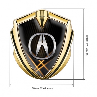 Acura Emblem Fender Badge Gold Orange Hex Mesh Chromatic Logo