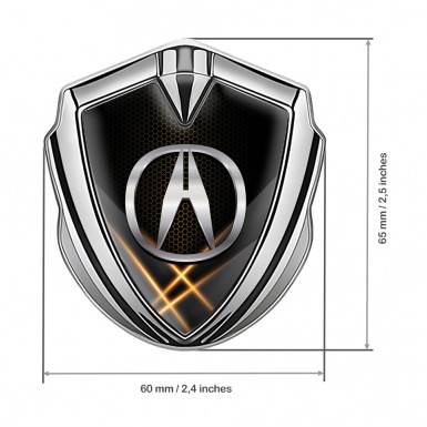 Acura Emblem Fender Badge Silver Orange Hex Mesh Chromatic Logo