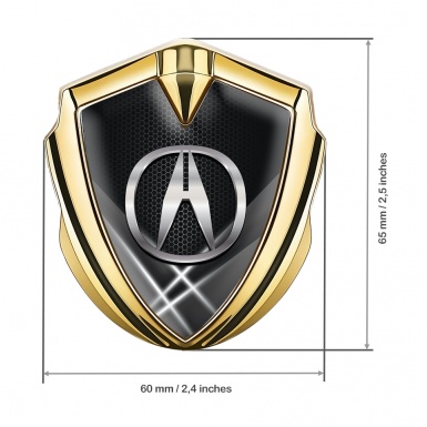 Acura Fender Emblem Badge Gold Grey Pattern Chromed Logo Effect