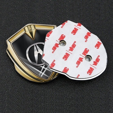 Acura Fender Emblem Badge Gold Grey Pattern Chromed Logo Effect