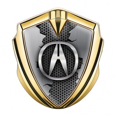 Acura Emblem Trunk Badge Gold Hex Base Torn Metal Effect