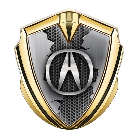 Acura Emblem Trunk Badge Gold Hex Base Torn Metal Effect