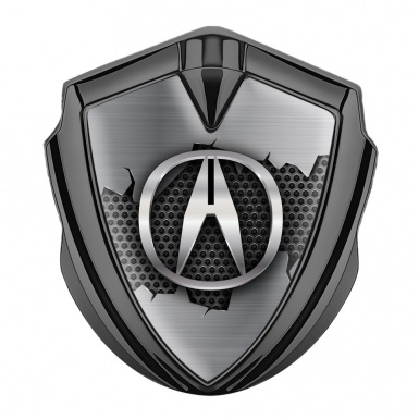 Acura Emblem Self Adhesive Graphite Dark Honeycomb Broken Steel Motif