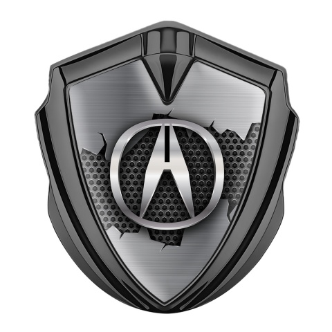 Acura Emblem Self Adhesive Graphite Dark Honeycomb Broken Steel Motif