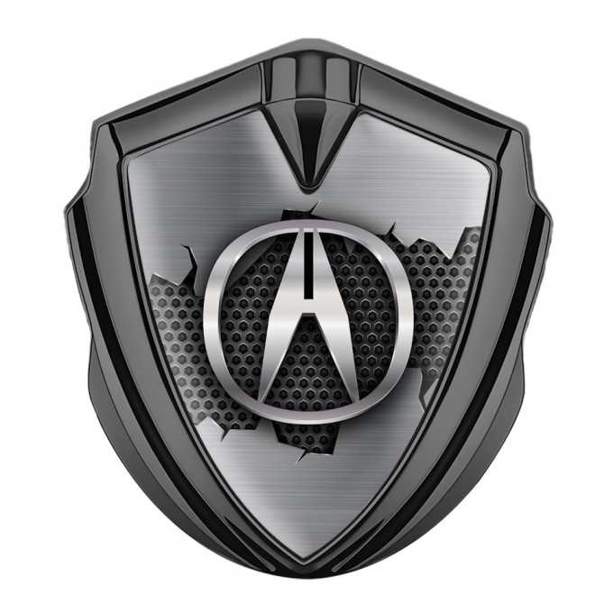 Acura Emblem Self Adhesive Graphite Dark Honeycomb Broken Steel Motif