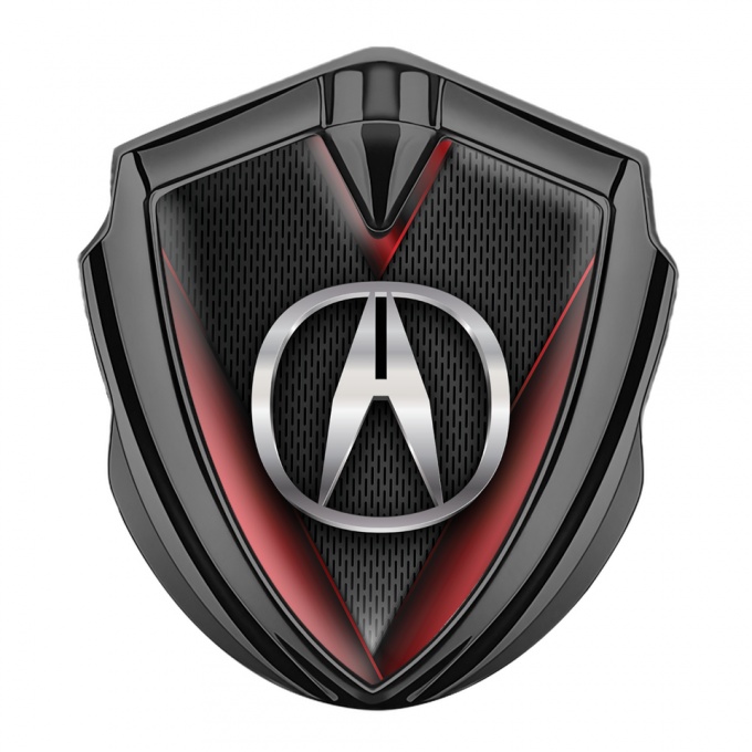 Acura Trunk Emblem Badge Graphite Dark Mesh Red Elements Chrome Logo