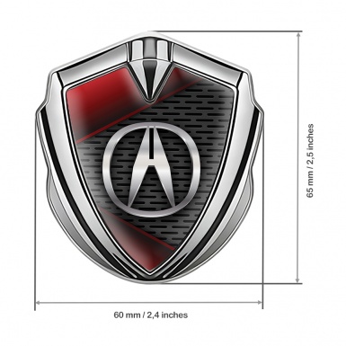 Acura Bodyside Domed Emblem Silver Dark Grate Red Fragments Design