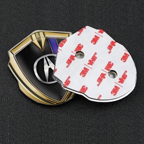 Acura Metal Emblem Self Adhesive Gold Dark Carbon Gradient Stripe