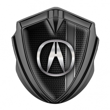 Acura 3D Car Metal Domed Emblem Graphite Greyscale Stripe Edition