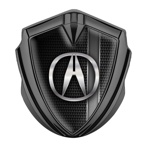 Acura 3D Car Metal Domed Emblem Graphite Greyscale Stripe Edition
