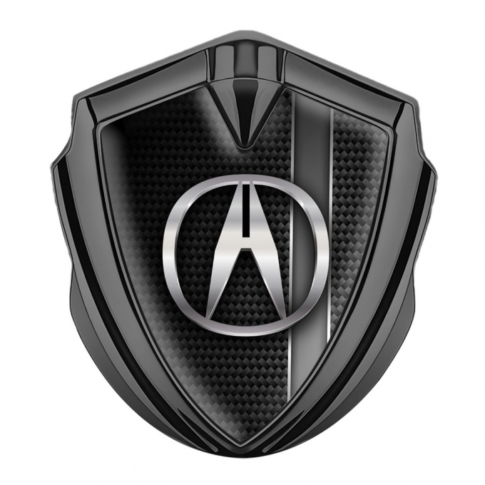 Acura 3D Car Metal Domed Emblem Graphite Greyscale Stripe Edition