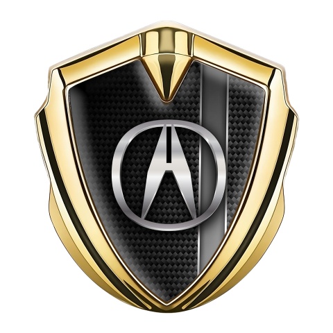 Acura 3D Car Metal Domed Emblem Gold Greyscale Stripe Edition