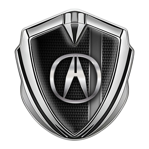 Acura 3D Car Metal Domed Emblem Silver Greyscale Stripe Edition