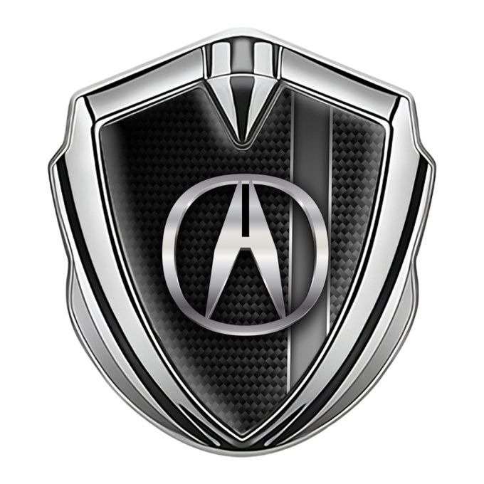 Acura 3D Car Metal Domed Emblem Silver Greyscale Stripe Edition