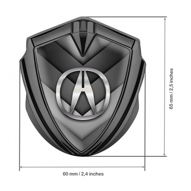 Acura Emblem Fender Badge Graphite V Shaped Greyscale Elements