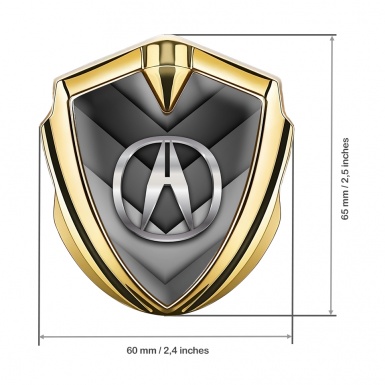 Acura Emblem Fender Badge Gold V Shaped Greyscale Elements