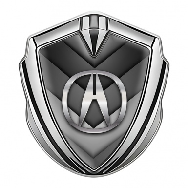 Acura Emblem Fender Badge Silver V Shaped Greyscale Elements