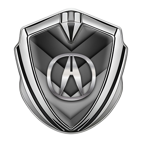 Acura Emblem Fender Badge Silver V Shaped Greyscale Elements