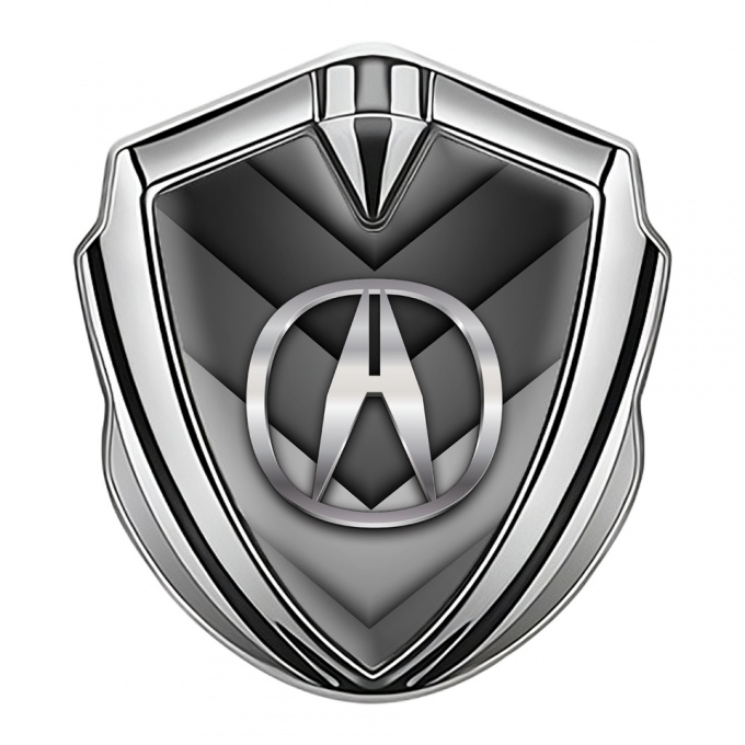 Acura Emblem Fender Badge Silver V Shaped Greyscale Elements