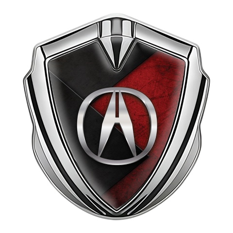 Acura Fender Emblem Badge Silver Dual Color Plates Chrome Logo
