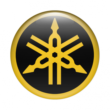 Yamaha Emblem Domed Sticker Yellow Black