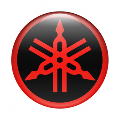 Yamaha Emblem Domed Sticker Red Black