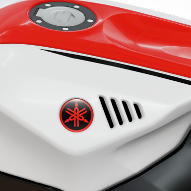 Yamaha Emblem Domed Sticker Red Black