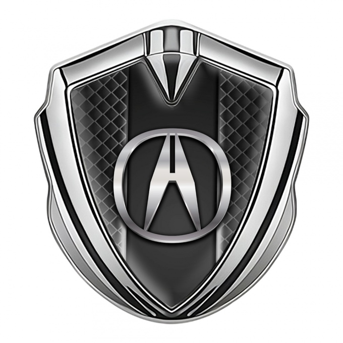 Acura Emblem Fender Badge Silver Grey Cells Center Plate Design