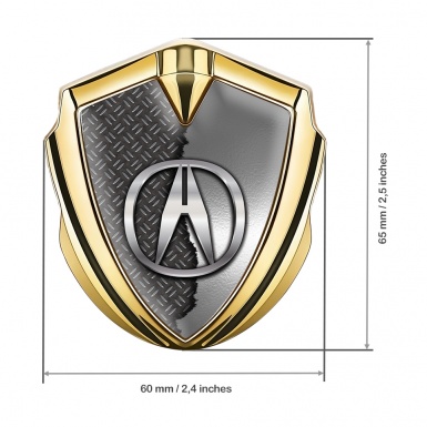 Acura Emblem Trunk Badge Gold Treadplate Torn Metal Design