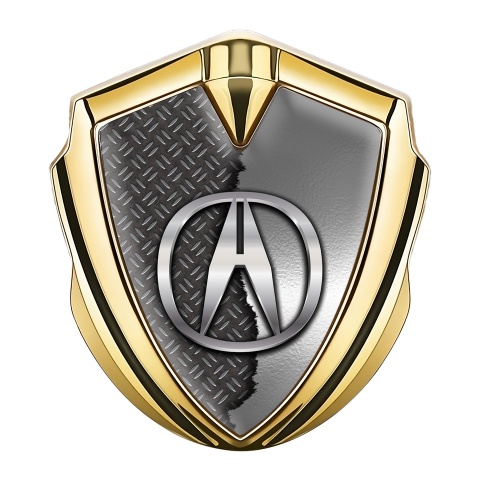 Acura Emblem Trunk Badge Gold Treadplate Torn Metal Design