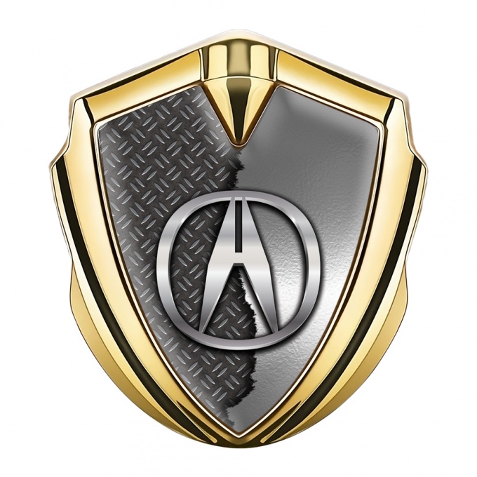 Acura Emblem Trunk Badge Gold Treadplate Torn Metal Design