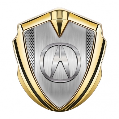 Acura Emblem Self Adhesive Gold Steel Grate Brushed Alloy Edition