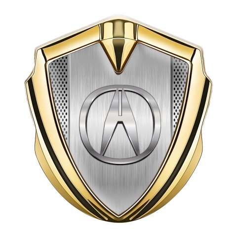 Acura Emblem Self Adhesive Gold Steel Grate Brushed Alloy Edition