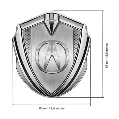 Acura Emblem Self Adhesive Silver Steel Grate Brushed Alloy Edition