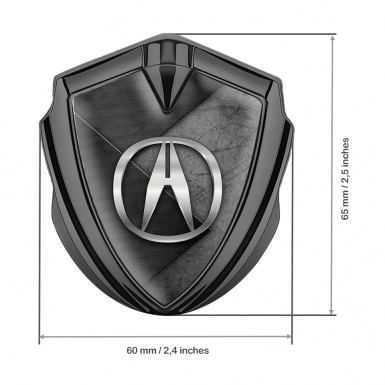 Acura Bodyside Emblem Badge Graphite Scratched Stone Plate Design
