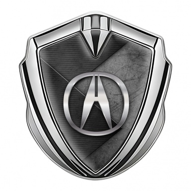Acura Bodyside Emblem Badge Silver Scratched Stone Plate Design