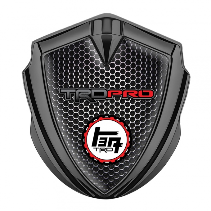 Toyota TRD Bodyside Domed Emblem Graphite Perforated Grate Racing Logo