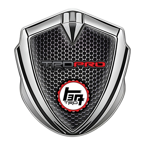 Toyota TRD Bodyside Domed Emblem Silver Perforated Grate Racing Logo