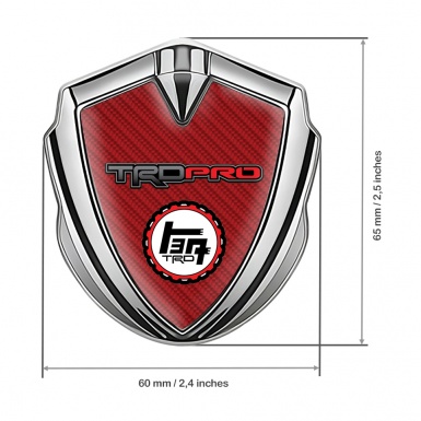 Toyota TRD Bodyside Emblem Self Adhesive Silver Red Carbon Motif