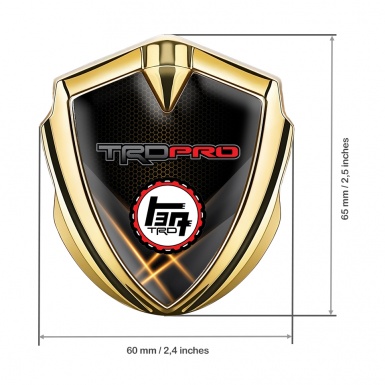Toyota TRD Trunk Emblem Badge Gold Orange Mesh Light Beams Motif