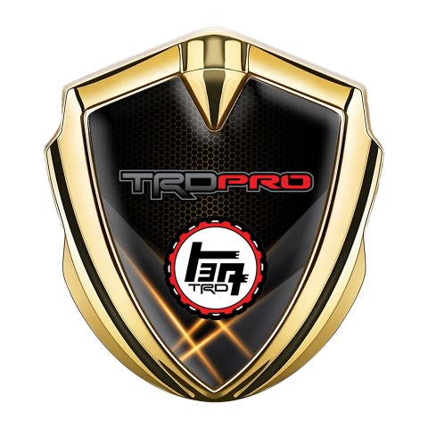 Toyota TRD Trunk Emblem Badge Gold Orange Mesh Light Beams Motif