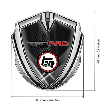 Toyota TRD Bodyside Domed Emblem Silver Grey Hex Light Effect
